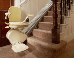 Stairlift at the bottom of a staircase